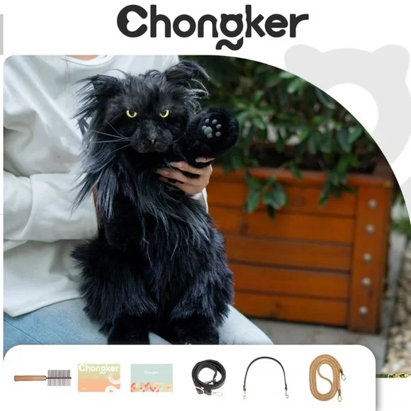 Cat Shaped Backpack - Handcrafted Stuffed Animals Bag, Black Cat Plush Bag new - Picture 8 of 9